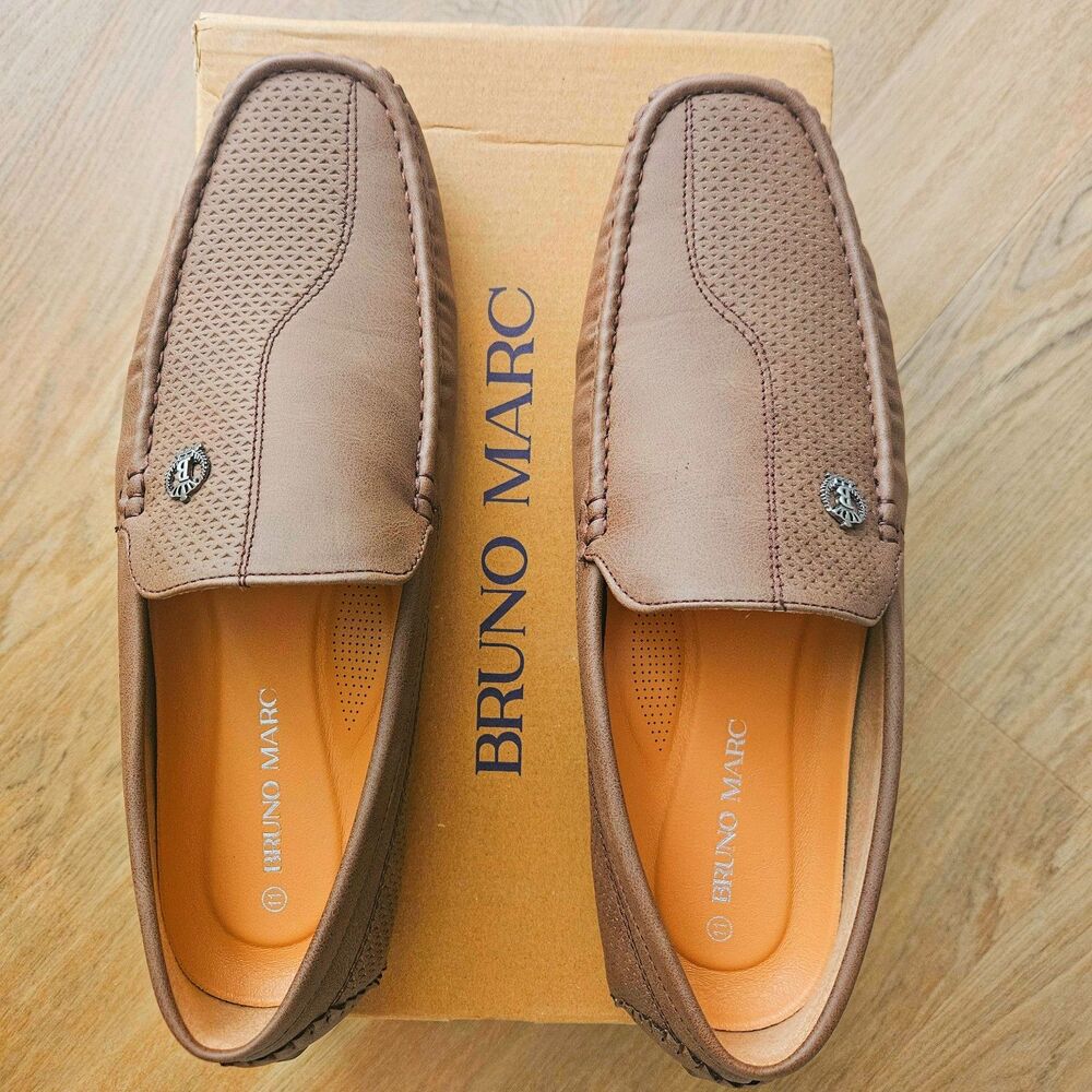 BRUNO MARC Mens 11 Brown Moccasins Loafers Shoes New  Faux Leather Driving